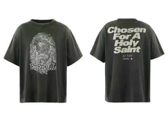 Saint Michael "ETERNAL" Portrait & Text Vintage T-Shirt - Black