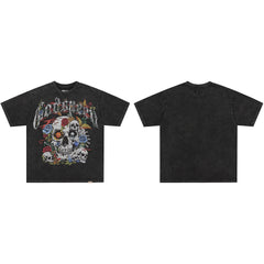 GodSpeed Washed Black Skull Rose T-Shirt