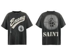 Saint Michael "Enemy" & Target Graphic Vintage T-Shirt - Black